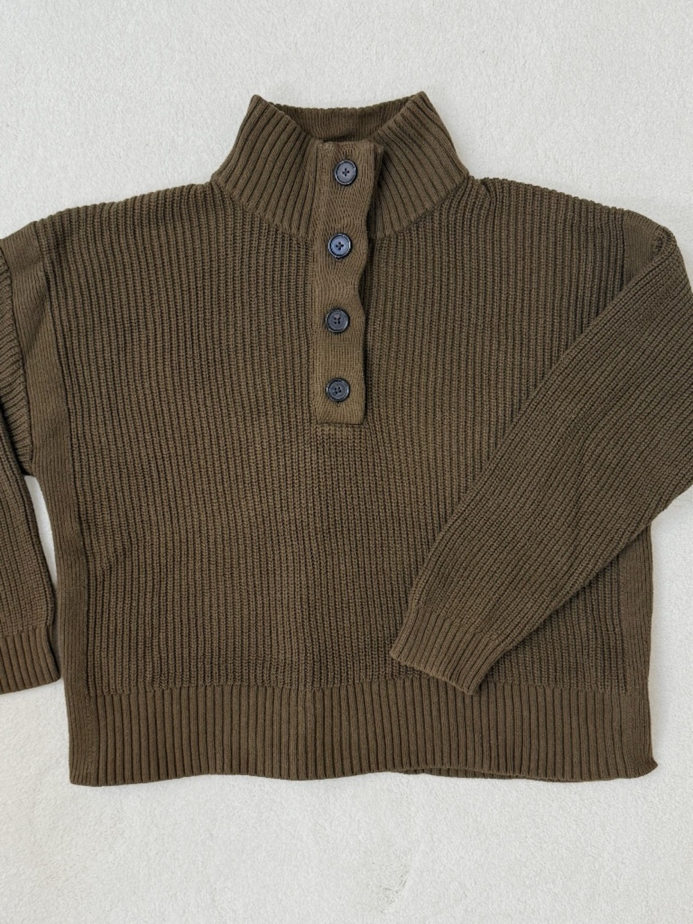 Banana Republic Factory Mock Neck 1/4 Button Oversized Pullover Sweater